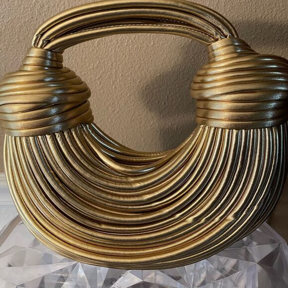 Gold Knotted Circular Womens Handbag Gorgeous Gold - Picture 5 of 13